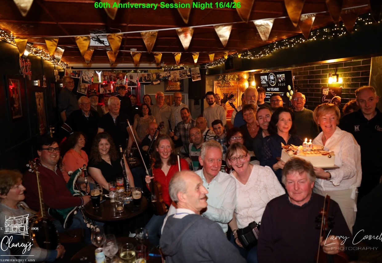 Group photo at Clancy's 60th Anniversary trad session